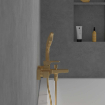 Baterie cadă-duș Villeroy&Boch, Architectura Square, montaj pe perete, brushed gold